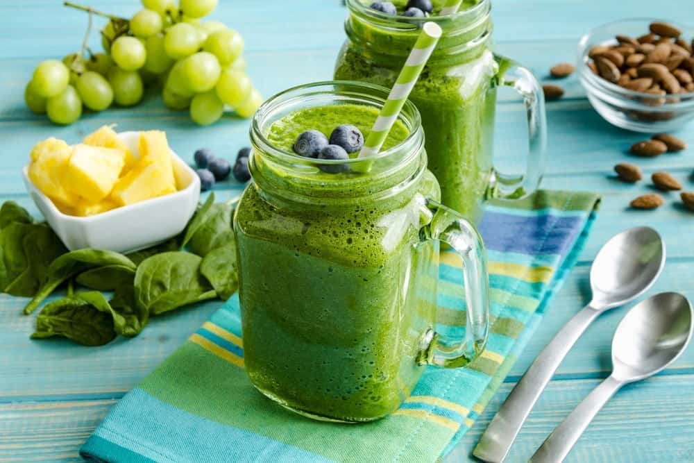 green smoothies in mason jars