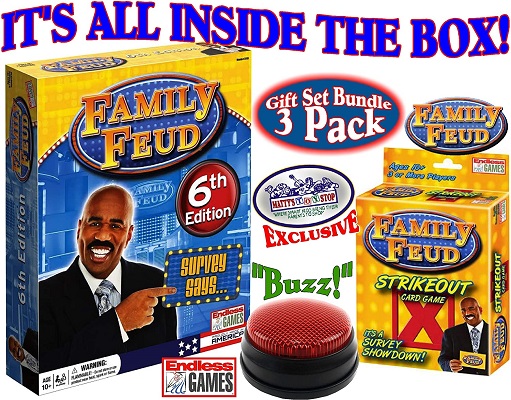 Endless Games Family Feud 6th Edition + Strikeout Card Game Bundle